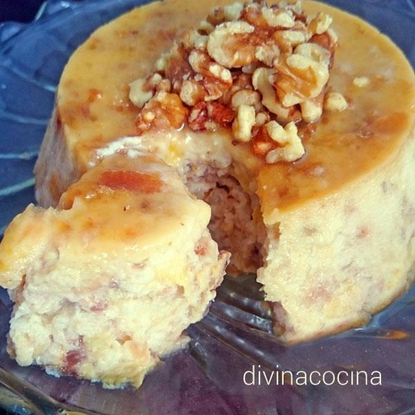 Pudding de plátano y nueces