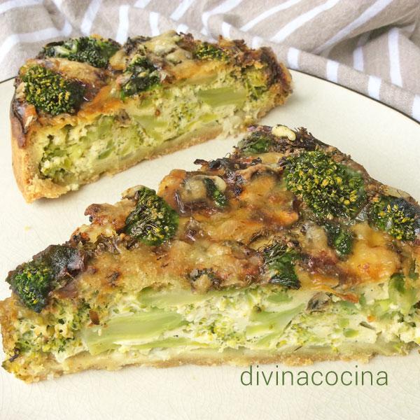 quiche de brócoli y queso azul