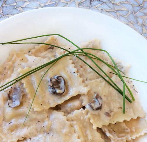 raviolis con champiñones