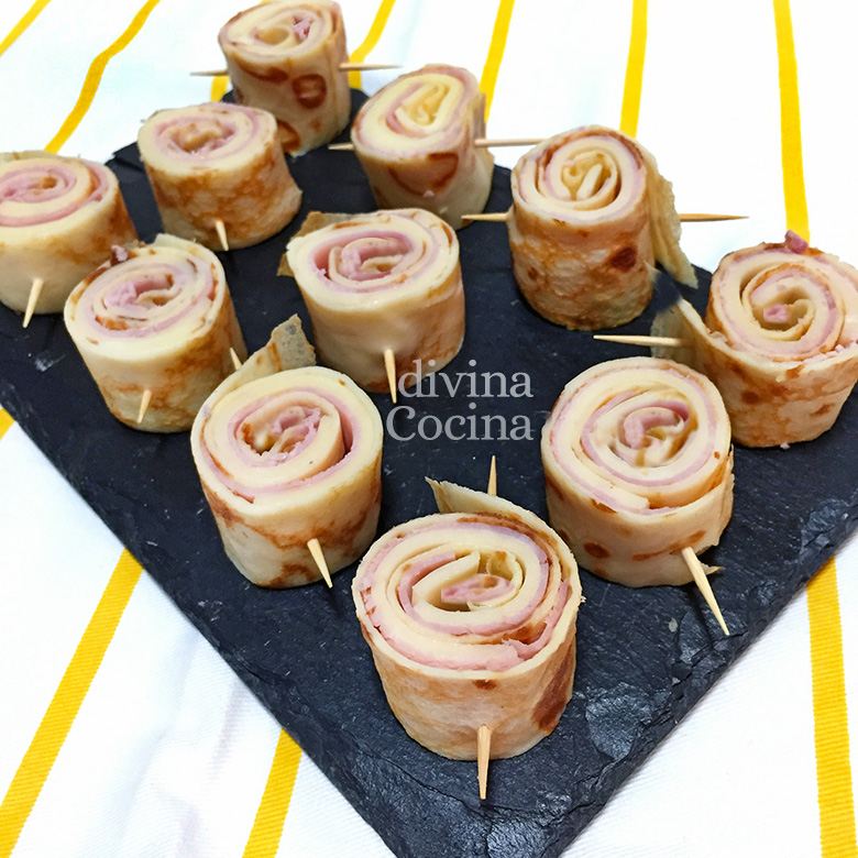 Rollitos de Crepes de Jamón y Queso - Receta de DIVINA COCINA