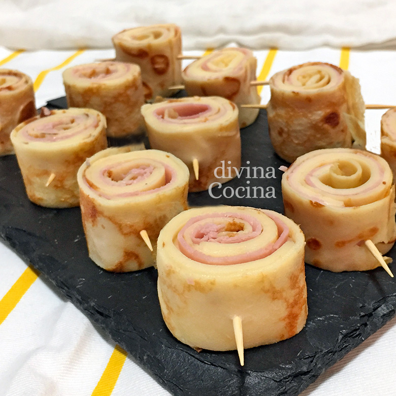 receta de rollitos de crepes de jamon y queso