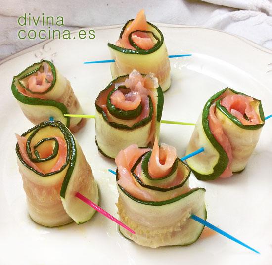 rollitos de calabacin y salmon