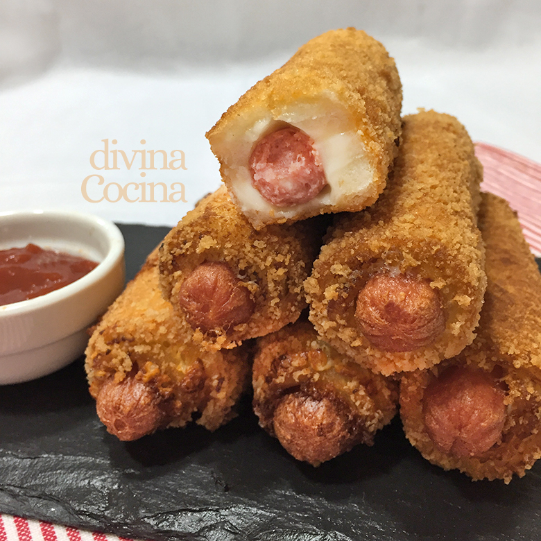 Rollitos de salchichas y queso con pan de molde - Divina Cocina