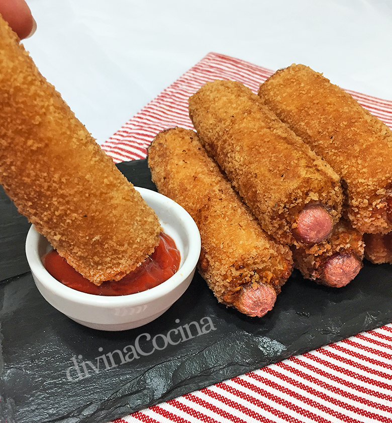 rollitos de salchichas y queso con pan de molde