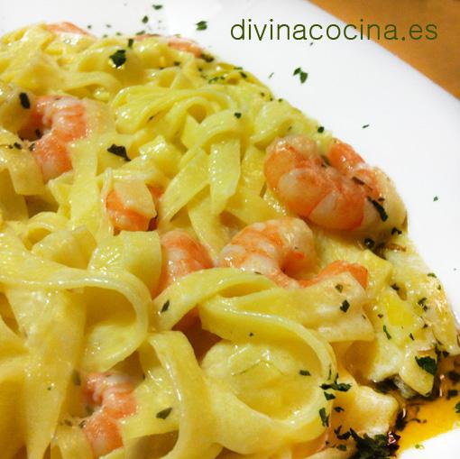 fetuccini con gambas