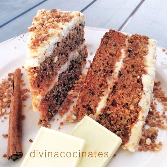 Tarta de zanahorias y chocolate blanco (carrot cake) - Divina Cocina