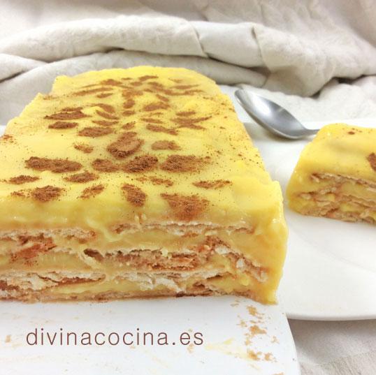 Pastel de flan con galletas de canela - Receta de DIVINA COCINA