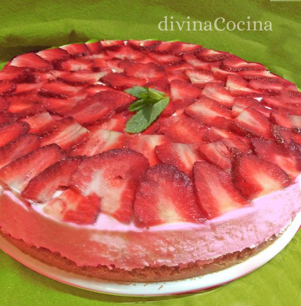 tarta de fresas con nata