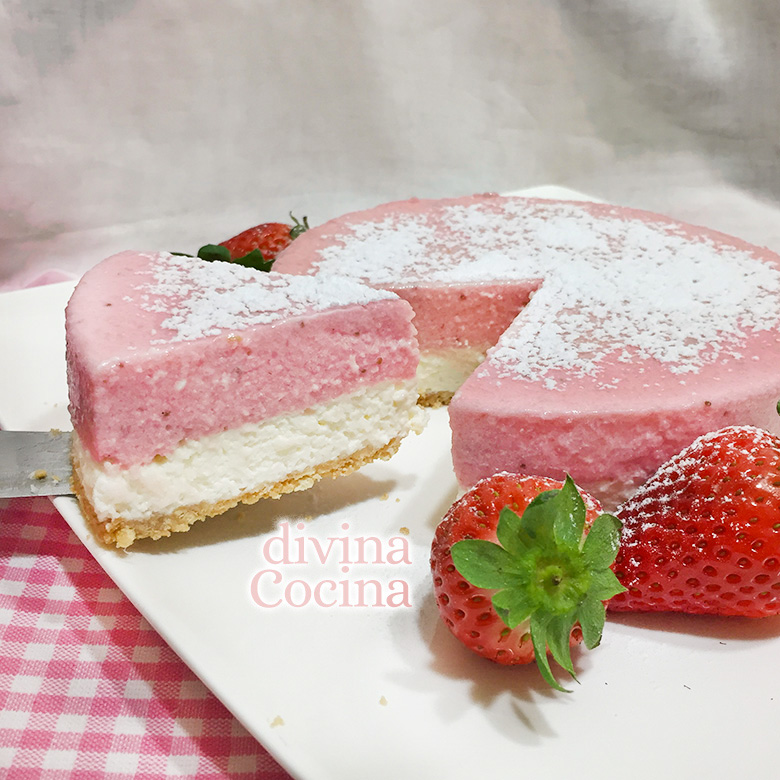 receta de tarta de nata y fresas