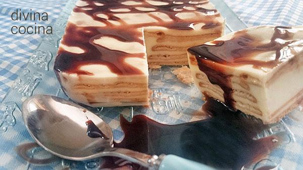 tarta de galletas y chocolate blanco