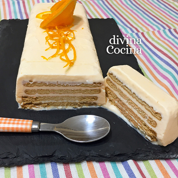 Tarta helada de naranja y galletas - Receta de DIVINA COCINA