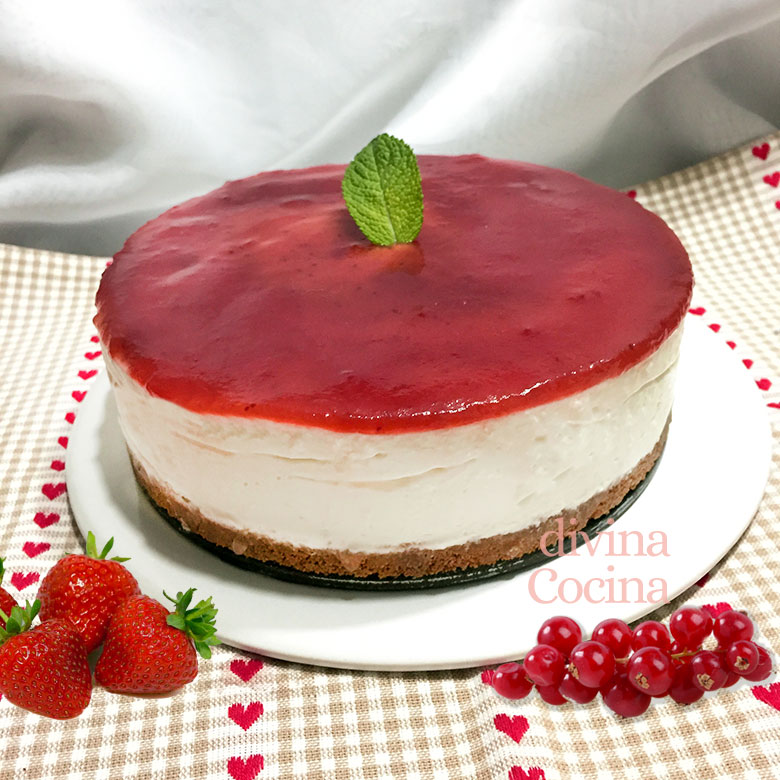 Tarta Panna Cotta con mermelada sin horno