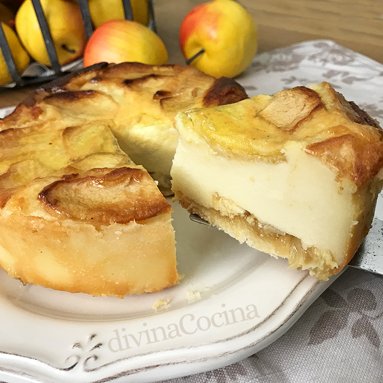 tarta de queso y manzana