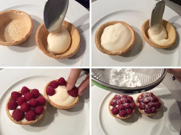 tartaletas de crema y frambuesa paso a paso