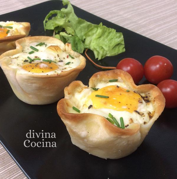 tartaletas de huevo jamón y queso