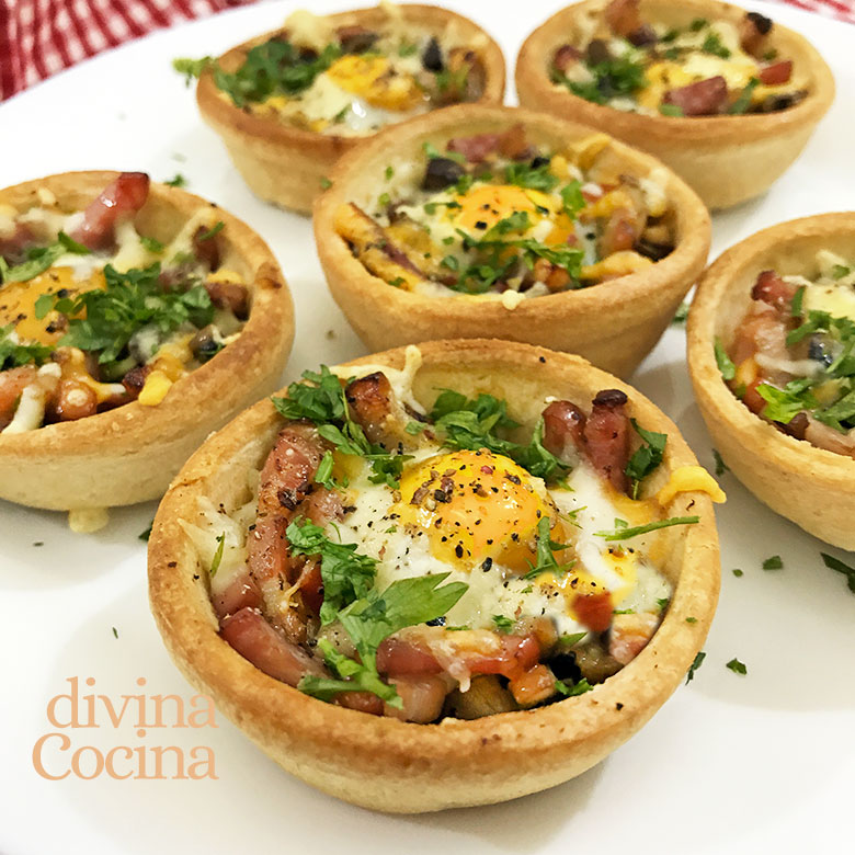 tartaletas de huevos de codorniz