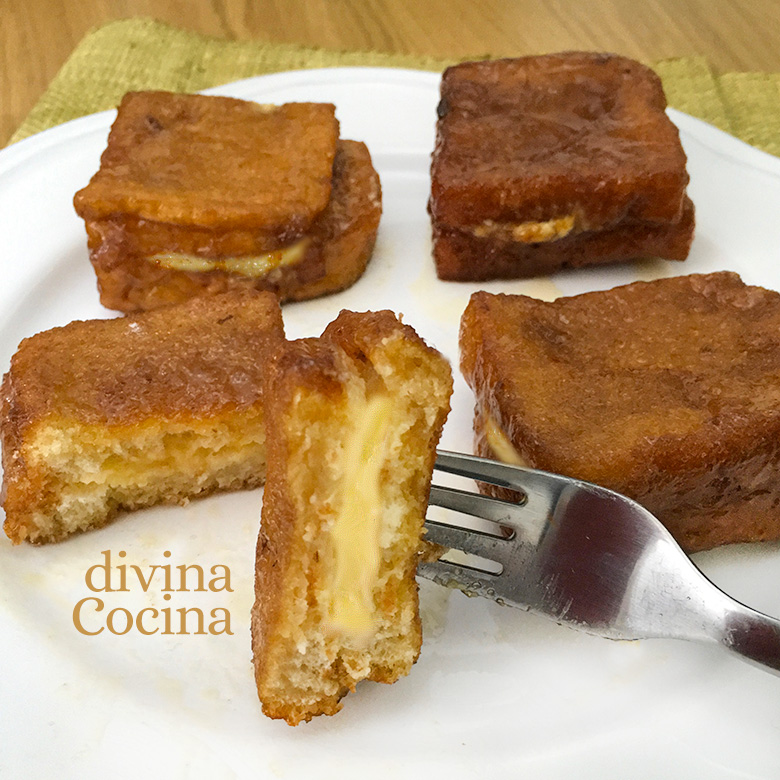 torrijas rellenas de crema pastelera