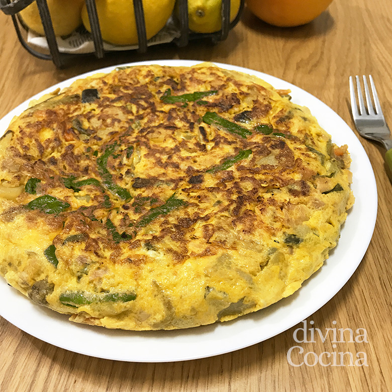 tortilla patatas atun y verdura