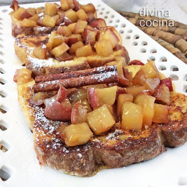 tostadas francesas con manzanas caramelizadas