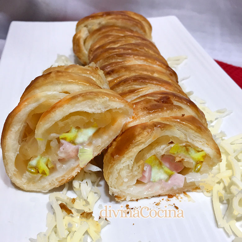 trenza de hojaldre rellena salada 