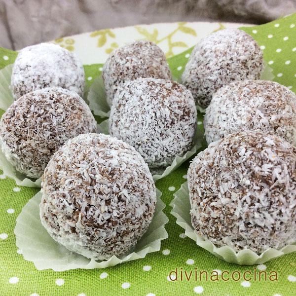 receta de trufas de chocolate y coco