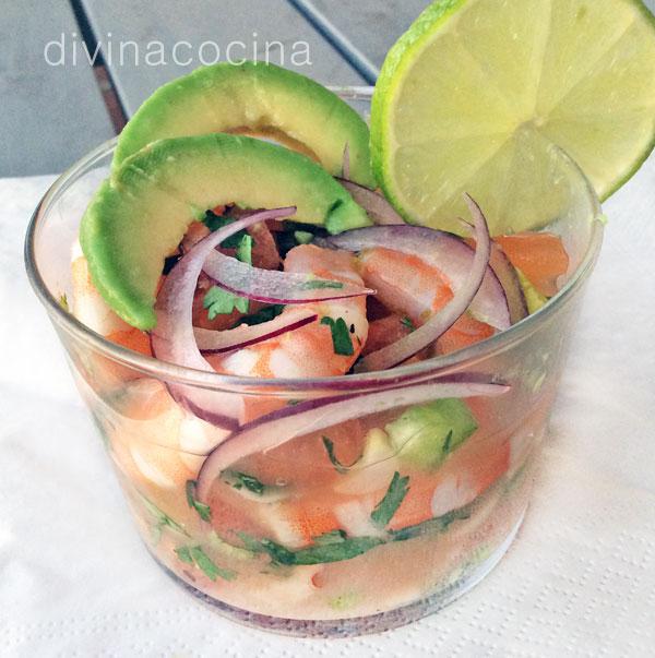 ceviche de langostinos sencillo